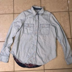 Free People Button Down Shirt Bandana Top